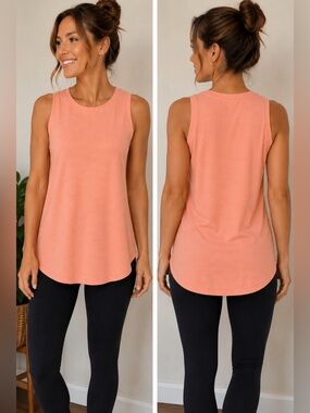 CALIA Renew Tank NWT Small Peach Ribbed Sleeveless Athletic Workout Top